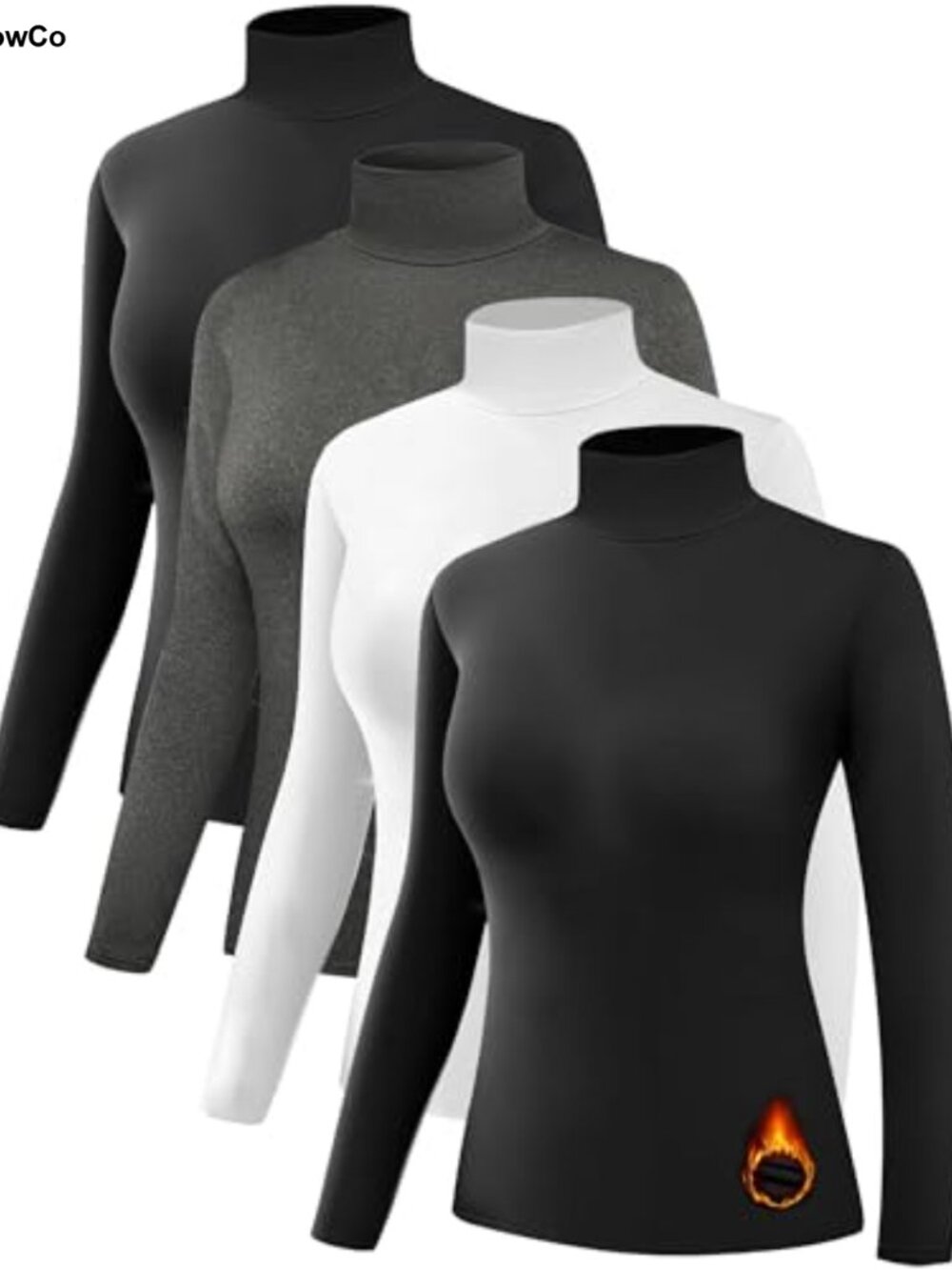 Women's Thermal Turtleneck Shirts Fleece Lined Base Layer Winter 4 Pack